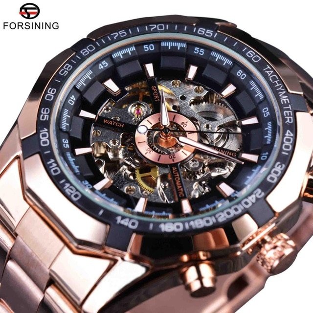 Silver Stainless Steel Waterproof Mens Skeleton Watches Top Brand Luxury Transparent Mechanical Male Wrist Watch - Image 12
