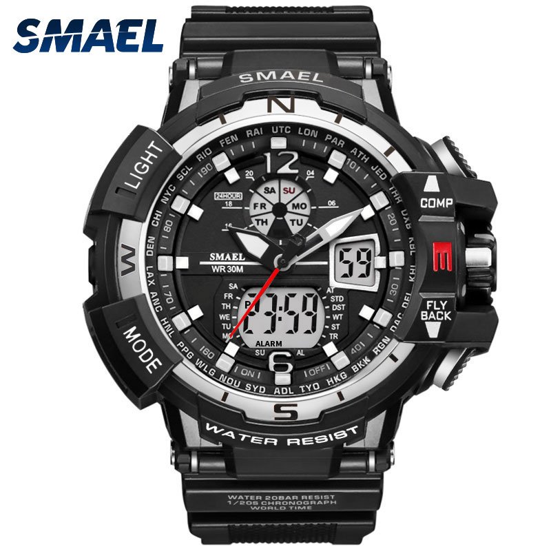 SMAEL 1376C Casual Watch Men Waterproof montre homme Men's Writswatch LED Digital Watches Men Clock Led reloj hombre Big Sport Watches