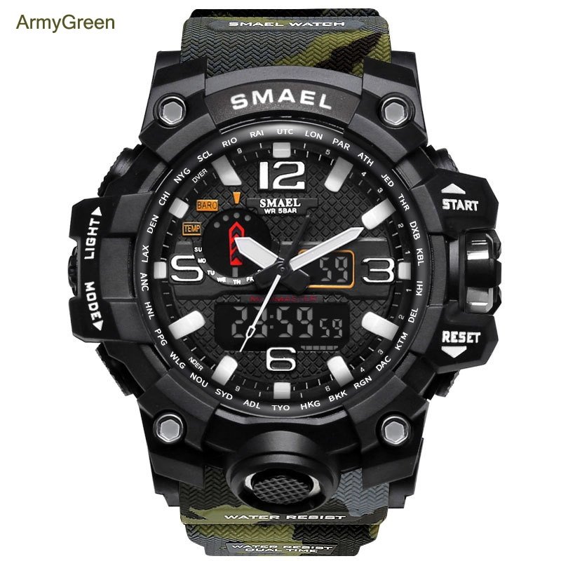 SMAEL Fashion Sport Watch Men Alarm Clock Camouflage Waterproof Week Display Men Watches Digital Watch relogio masculino 1545B - Image 7