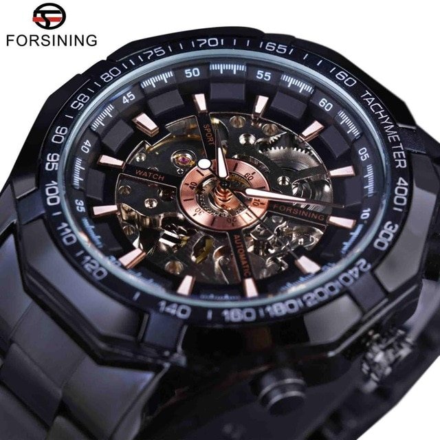 Silver Stainless Steel Waterproof Mens Skeleton Watches Top Brand Luxury Transparent Mechanical Male Wrist Watch - Image 13
