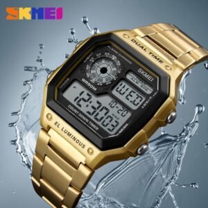SKMEI 1335 Business Men Watches Waterproof Sport Watch Stainless Steel Digital Wristwatches Clock Relogio Masculino Erkek Kol Saati