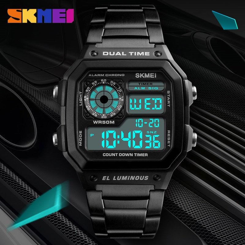 SKMEI 1335 Business Men Watches Waterproof Sport Watch Stainless Steel Digital Wristwatches Clock Relogio Masculino Erkek Kol Saati - Image 5