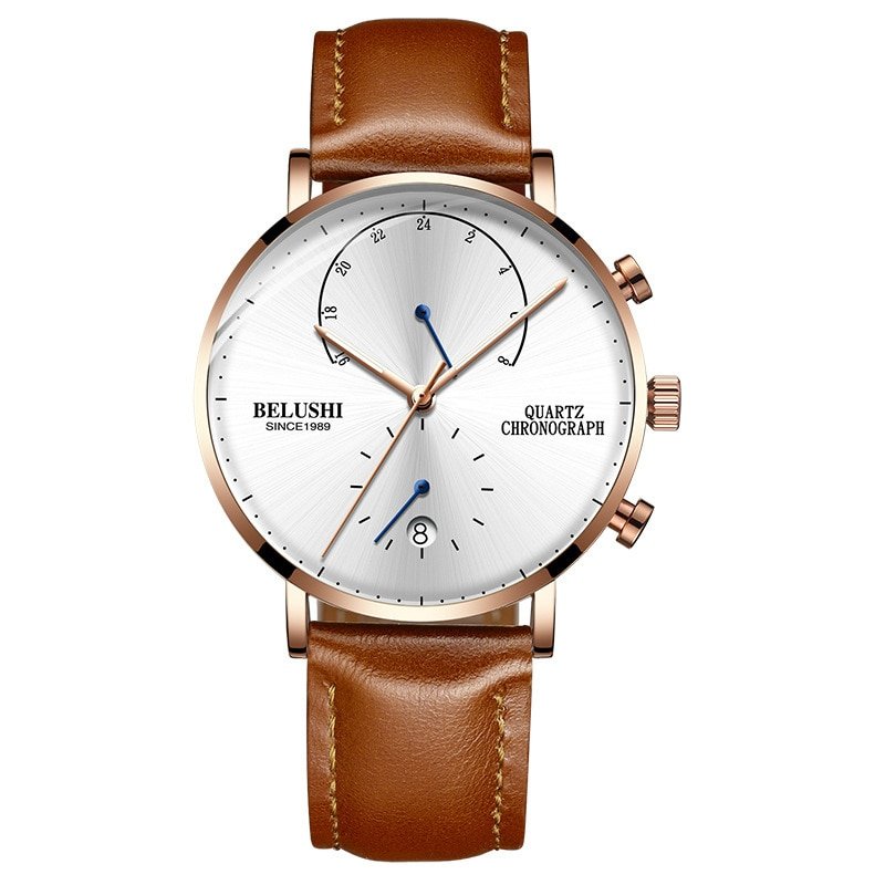 Quartz Watch Men Watches Modern Chronograph Men Watch Leather Strap Watches Man Imitation Luxury Belushi 537 Men'S Sports Watch - Image 5