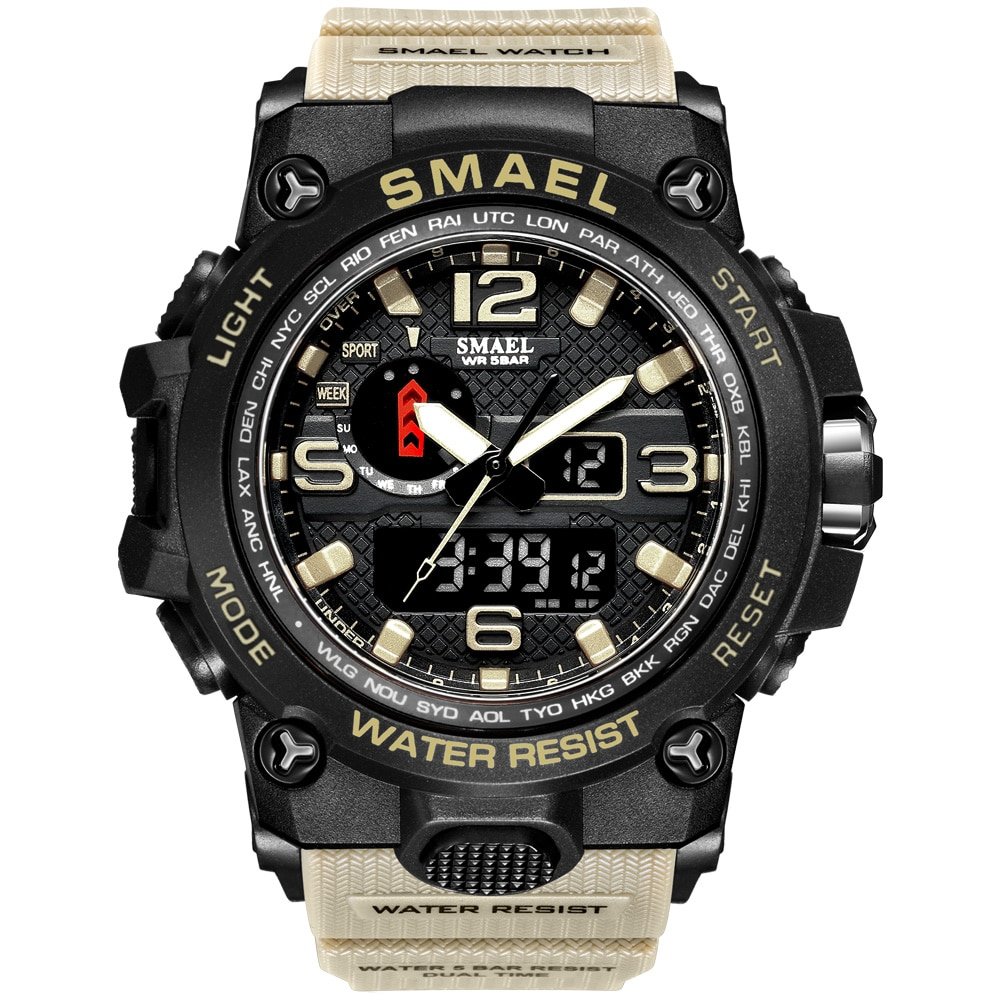 SMAEL 1545D Watches For Men 50M Waterproof Clock Alarm reloj hombre 1545D Dual Display Wristwatch Quartz Military Watch Sport New - Image 11