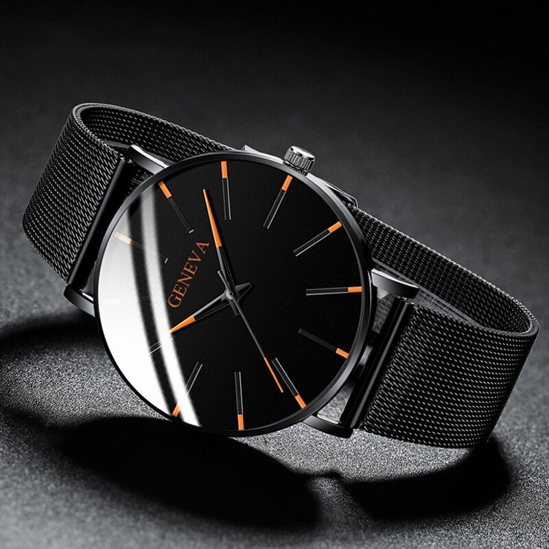 Minimalist Men's Fashion Ultra Thin Watches Simple Men Business Stainless Steel Mesh Belt Quartz Watch Relogio Masculino - Image 4