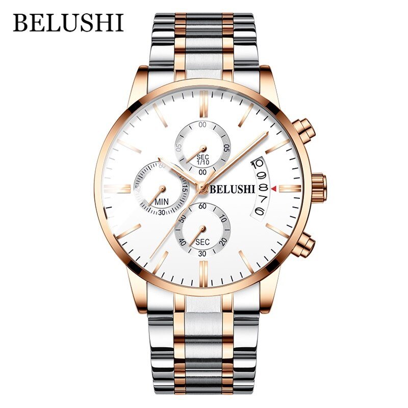 BELUSHI Fashion Men's Quartz Watch Chronograph Sport Men Watches Top Brand Luxury Full Steel Waterproof Clock Male Wristwatch - Image 4