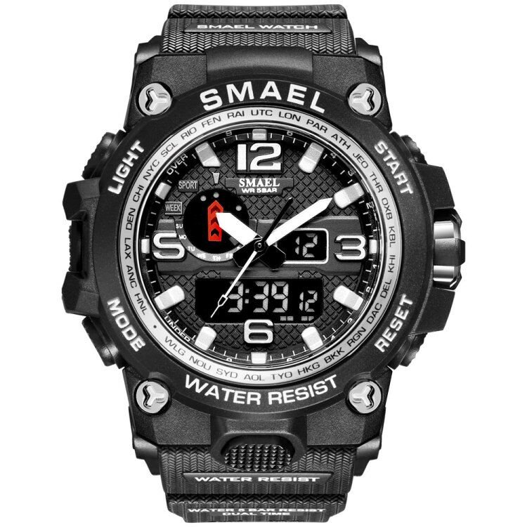 SMAEL 1545D Watches For Men 50M Waterproof Clock Alarm reloj hombre 1545D Dual Display Wristwatch Quartz Military Watch Sport New - Image 9