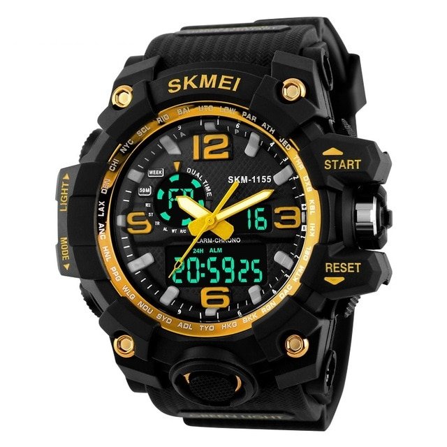 SKMEI Relogio Masculino Men Quartz Digital Watch 2 Time Military Army Sports Watches Waterproof Calendar Chronograph Wristwatch - Image 2