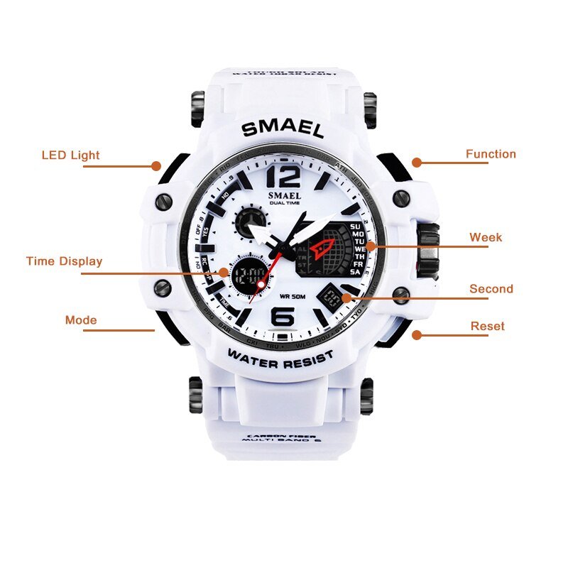 SMAEL 1509 Men Quartz Digital Watch Mens Sport Watches Electronic Military Wrist watch Male Waterproof Clock Relogios Masculino - Image 2