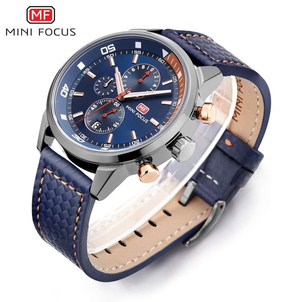 MF0017G Watches Men Luxury Brand MINI FOCUS Quartz Fashion Leather Watch Man Chronograph Male Wristwatch Men relogio masculino - Image 2