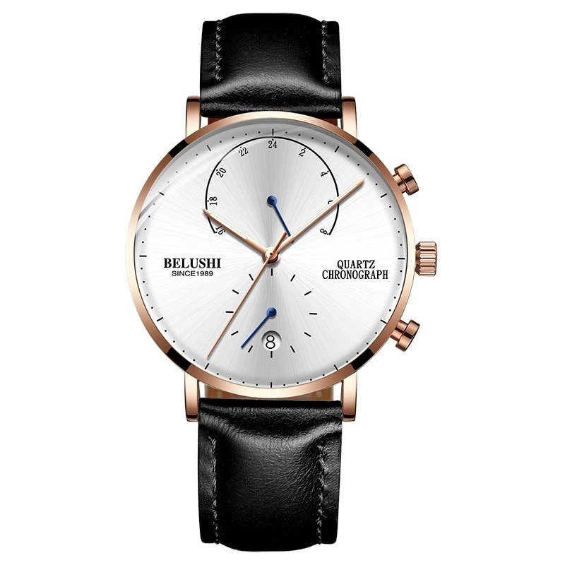 Quartz Watch Men Watches Modern Chronograph Men Watch Leather Strap Watches Man Imitation Luxury Belushi 537 Men'S Sports Watch - Image 3