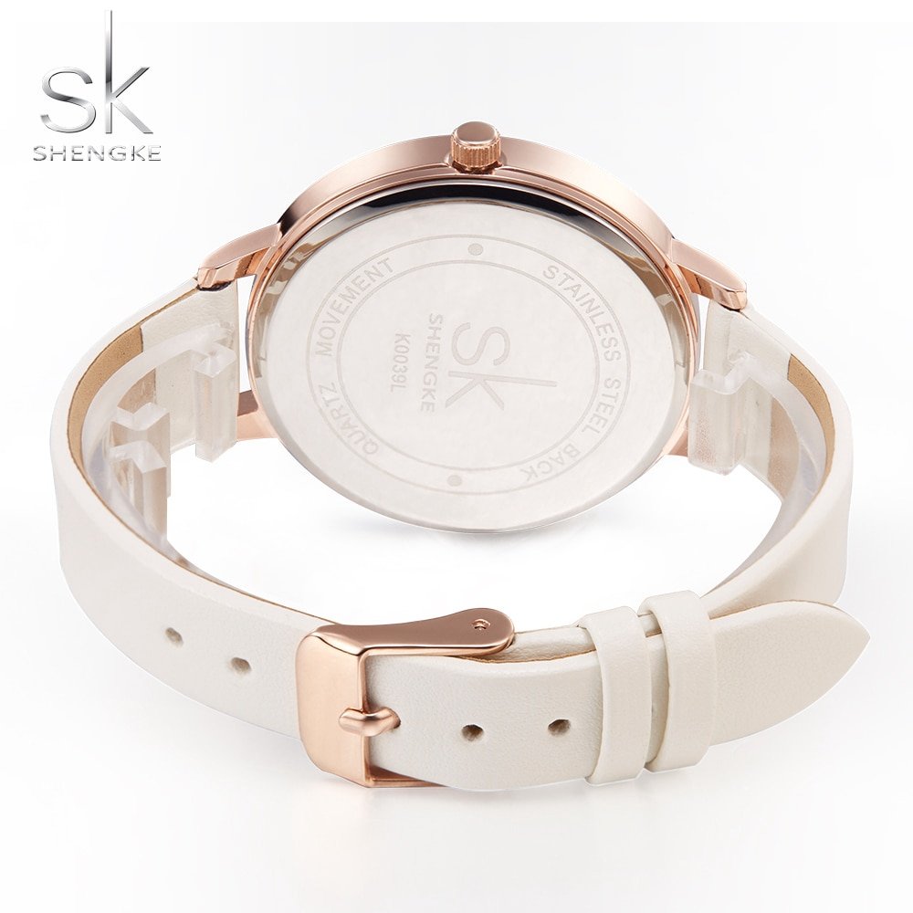 Shengke Top Brand Fashion Ladies Watches Leather Female Quartz Watch Women Thin Casual Strap Watch Reloj Mujer Marble Dial SK - Image 5