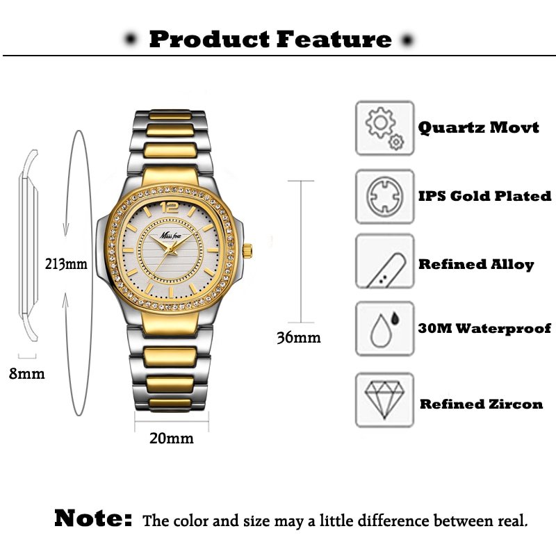 Missfox 2549 Women Watches Women Fashion Watch Geneva Designer Ladies Watch Luxury Brand Diamond Quartz Gold Wrist Watch Gifts For Women - Image 2