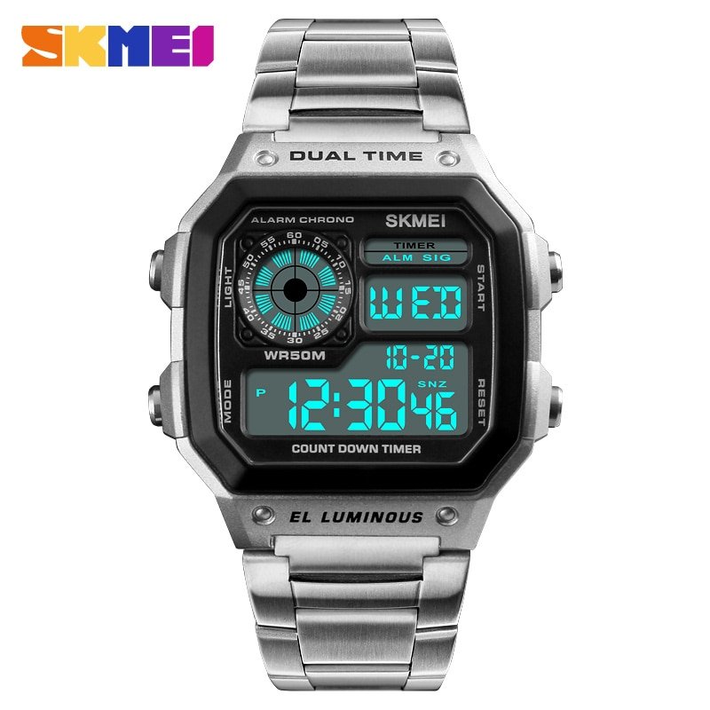 SKMEI 1335 Business Men Watches Waterproof Sport Watch Stainless Steel Digital Wristwatches Clock Relogio Masculino Erkek Kol Saati - Image 9