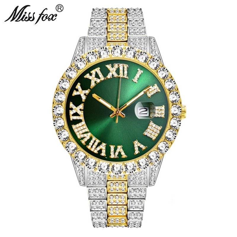 MISSFOX 2643Re Men's Watches Modern Diamond Waterproof Red Watch Men Top Brand Luxury 18k Gold Man Watch Analog Quartz Watch Men - Image 10