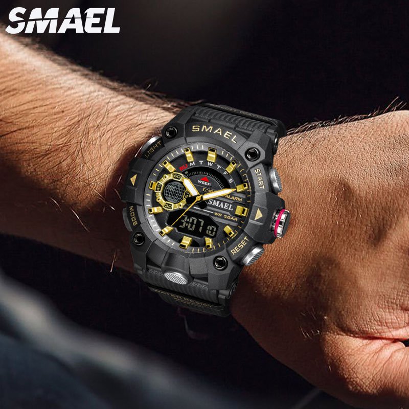 SMAEL 8040 Military Watches Men Sport Watch New 50M Waterproof Wristwatch Stopwatch Alarm LED Light Digital Watches 8040 Men's Sports Watch - Image 5