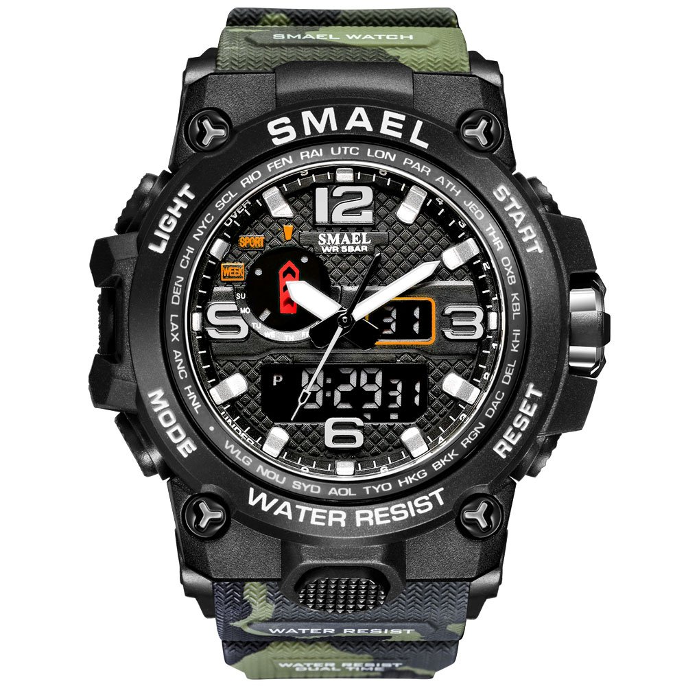 SMAEL 1545D Watches For Men 50M Waterproof Clock Alarm reloj hombre 1545D Dual Display Wristwatch Quartz Military Watch Sport New - Image 14