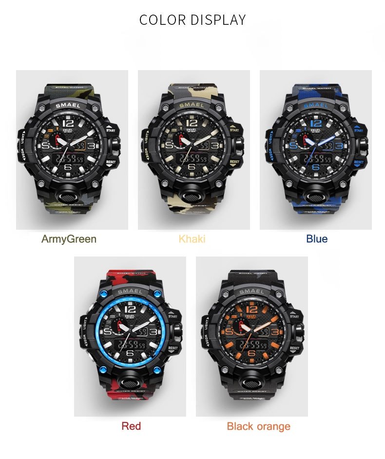 SMAEL Fashion Sport Watch Men Alarm Clock Camouflage Waterproof Week Display Men Watches Digital Watch relogio masculino 1545B - Image 2