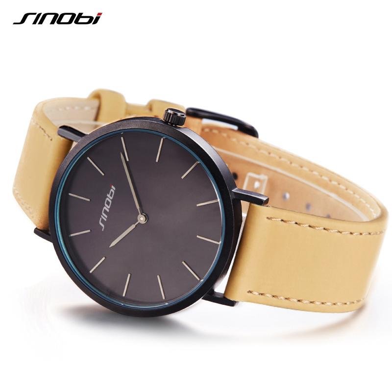 SINOBI Black Womens Wrist Watches Leather Watchband Quartz Clocks - Image 5