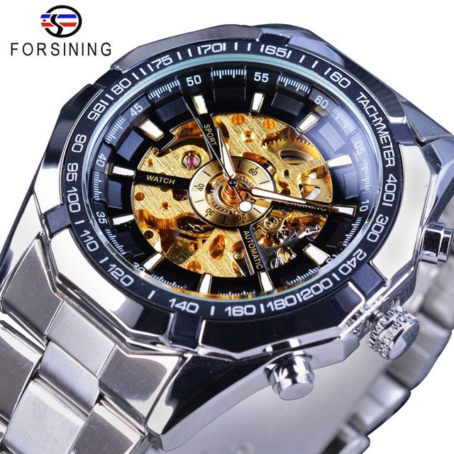 Silver Stainless Steel Waterproof Mens Skeleton Watches Top Brand Luxury Transparent Mechanical Male Wrist Watch - Image 11