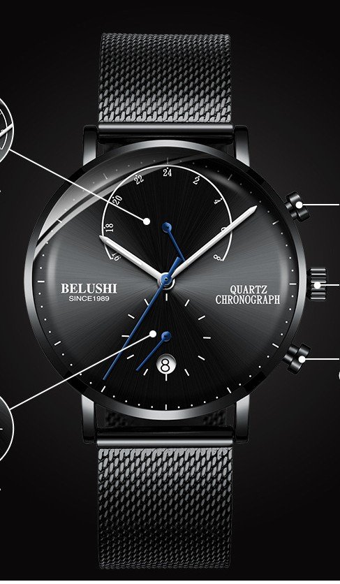 Quartz Watch Men Watches Modern Chronograph Men Watch Leather Strap Watches Man Imitation Luxury Belushi Men'S Sports Watch - Image 5