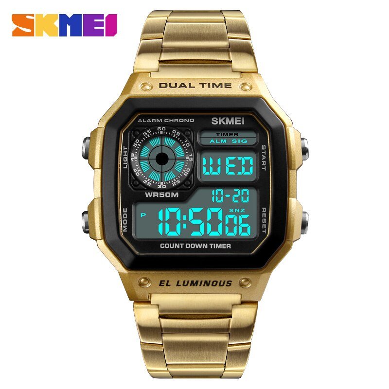 SKMEI 1335 Business Men Watches Waterproof Sport Watch Stainless Steel Digital Wristwatches Clock Relogio Masculino Erkek Kol Saati - Image 8