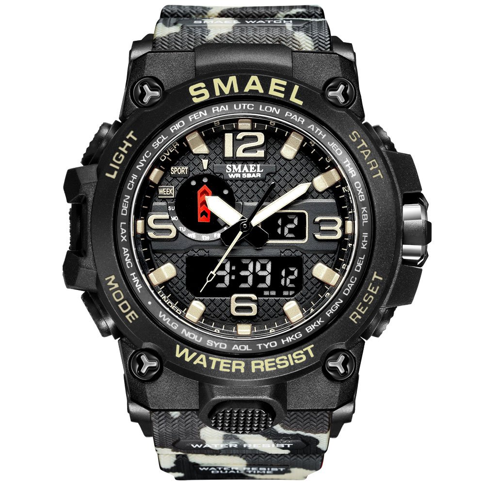 SMAEL 1545D Watches For Men 50M Waterproof Clock Alarm reloj hombre 1545D Dual Display Wristwatch Quartz Military Watch Sport New - Image 16