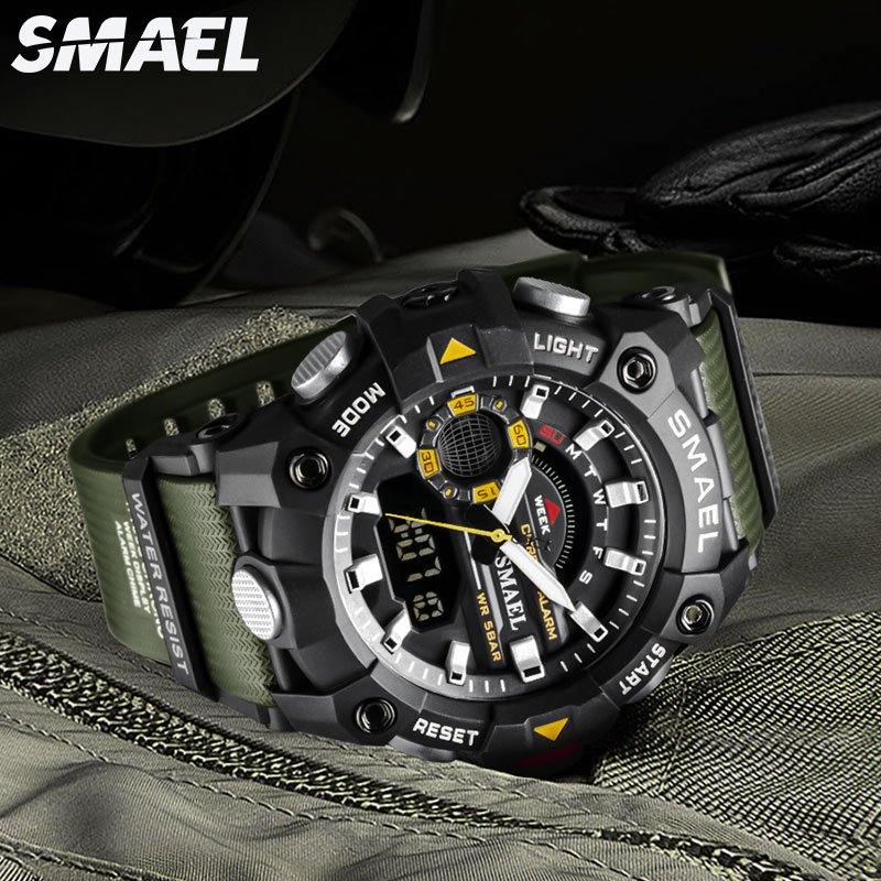 SMAEL 8040 Military Watches Men Sport Watch New 50M Waterproof Wristwatch Stopwatch Alarm LED Light Digital Watches 8040 Men's Sports Watch - Image 4