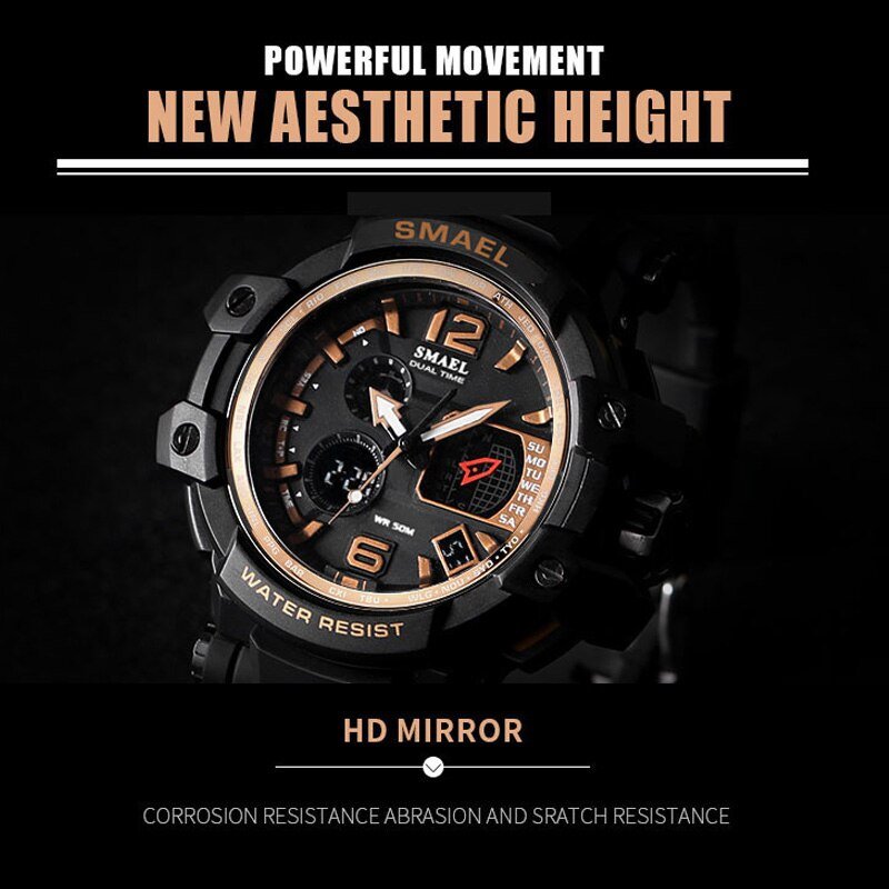SMAEL 1509 Men Quartz Digital Watch Mens Sport Watches Electronic Military Wrist watch Male Waterproof Clock Relogios Masculino - Image 3