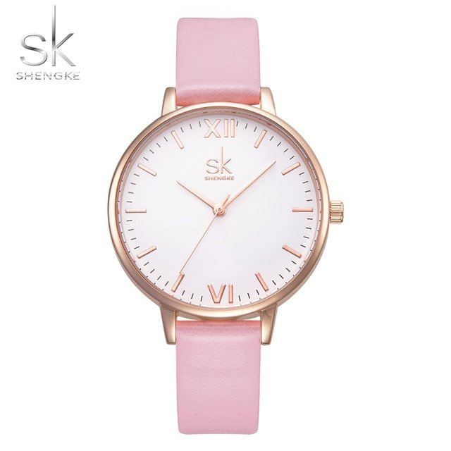 Shengke Top Brand Fashion Ladies Watches Leather Female Quartz Watch Women Thin Casual Strap Watch Reloj Mujer Marble Dial SK - Image 7