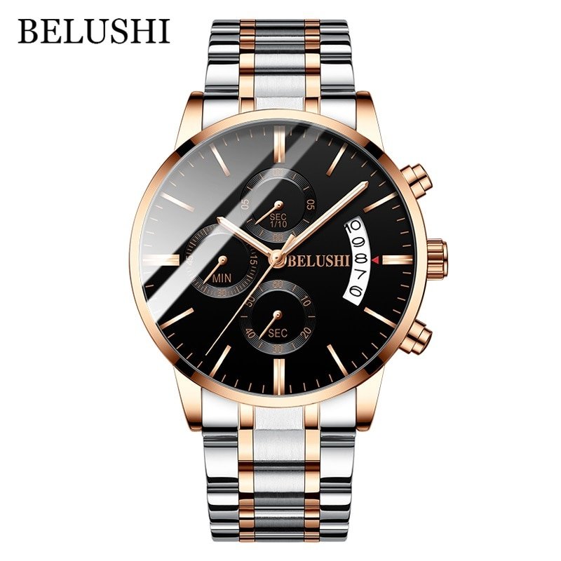 BELUSHI Fashion Men's Quartz Watch Chronograph Sport Men Watches Top Brand Luxury Full Steel Waterproof Clock Male Wristwatch - Image 5