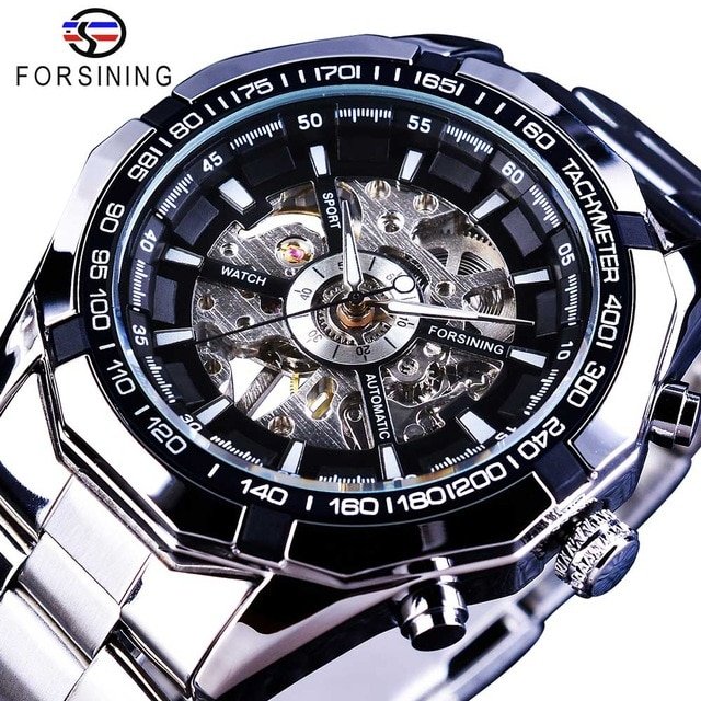 Silver Stainless Steel Waterproof Mens Skeleton Watches Top Brand Luxury Transparent Mechanical Male Wrist Watch - Image 6