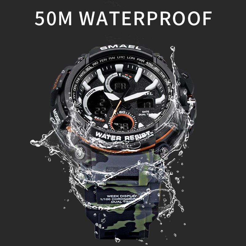 SMAEL 1708B Sport Watches Waterproof Men Watch LED Digital Watch Military Male Clock Relogio Masculino erkek kol saati Men Watch - Image 2