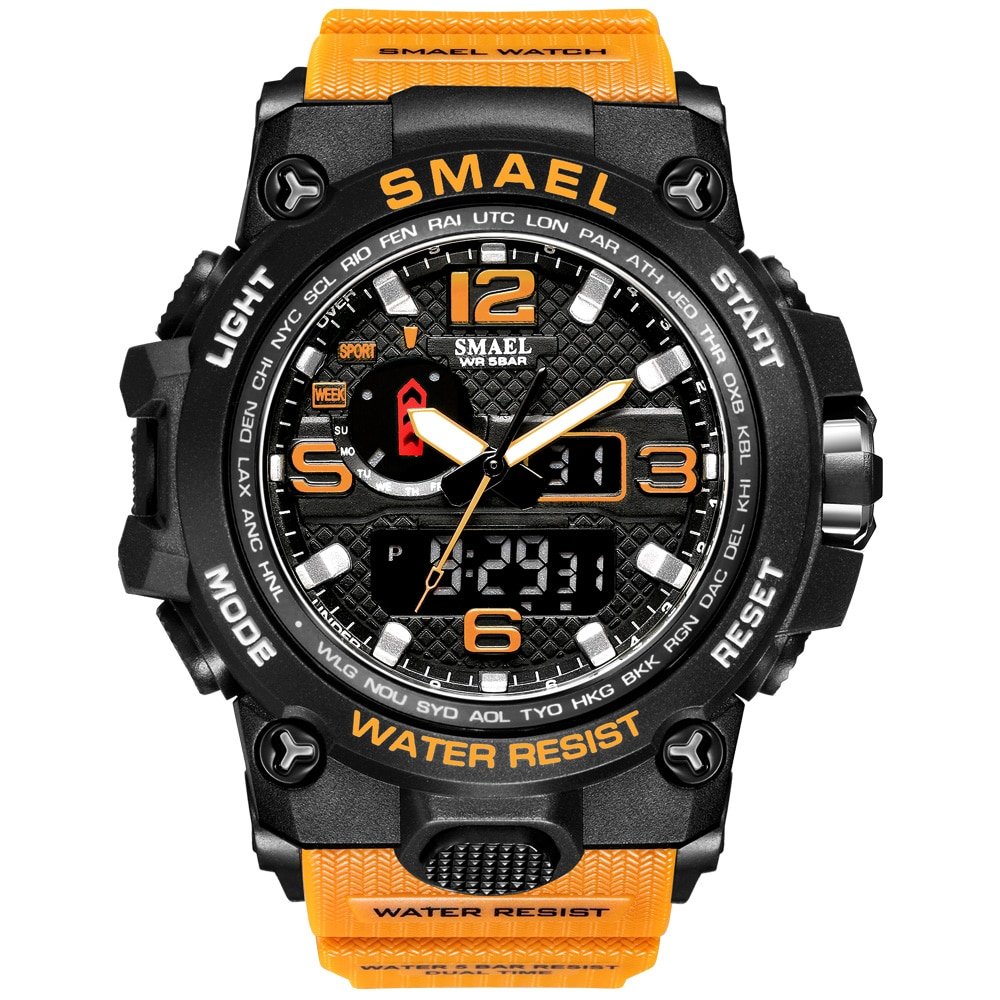 SMAEL 1545D Watches For Men 50M Waterproof Clock Alarm reloj hombre 1545D Dual Display Wristwatch Quartz Military Watch Sport New - Image 6