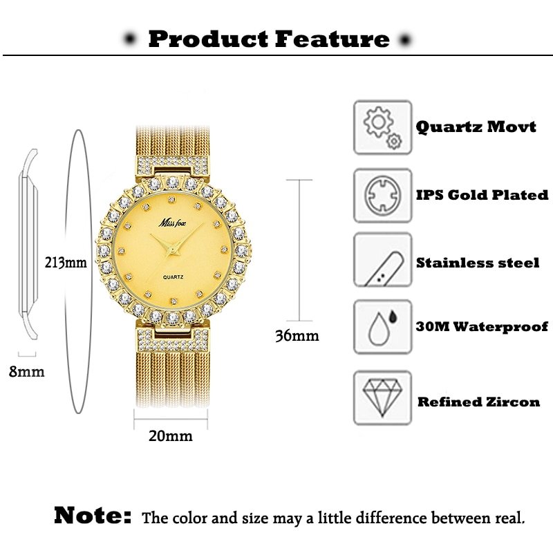 MISSFOX Women Watches Luxury Brand Watch Bracelet Waterproof Big Lab Diamond Ladies Wrist Watches For Women Quartz Clock Hours - Image 2