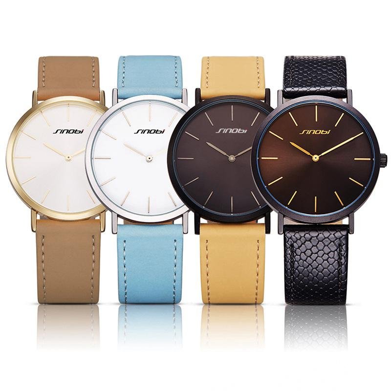 SINOBI Black Womens Wrist Watches Leather Watchband Quartz Clocks - Image 7