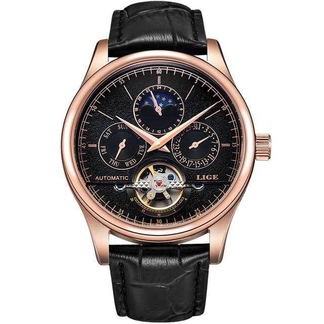 LIGE Brand Men Watches Automatic Mechanical Watch Tourbillon Sport Clock Leather Casual Business Retro Wristwatch Relojes Hombre - Image 10