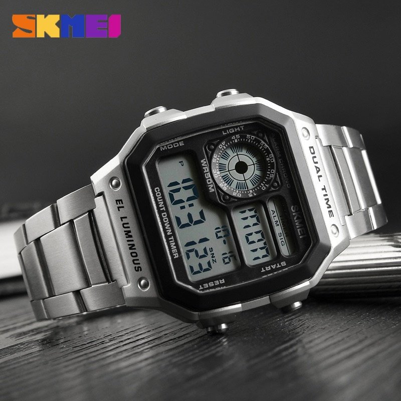 SKMEI 1335 Business Men Watches Waterproof Sport Watch Stainless Steel Digital Wristwatches Clock Relogio Masculino Erkek Kol Saati - Image 4