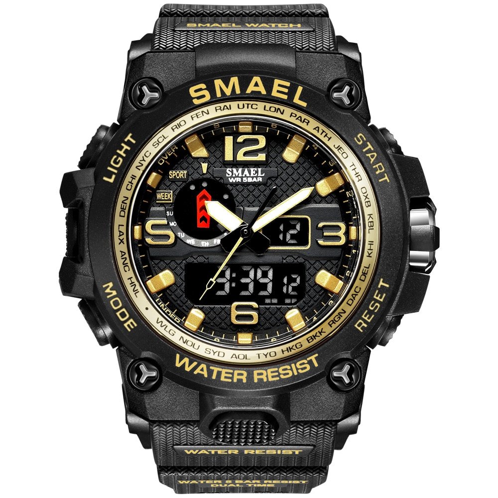 SMAEL 1545D Watches For Men 50M Waterproof Clock Alarm reloj hombre 1545D Dual Display Wristwatch Quartz Military Watch Sport New - Image 8