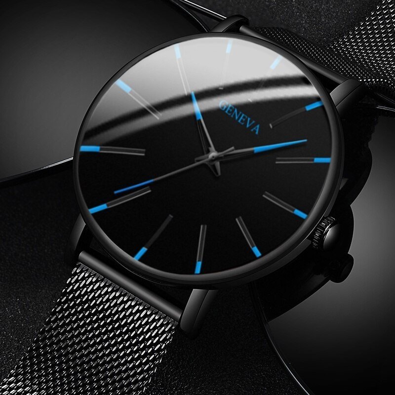 Minimalist Men's Fashion Ultra Thin Watches Simple Men Business Stainless Steel Mesh Belt Quartz Watch Relogio Masculino - Image 2