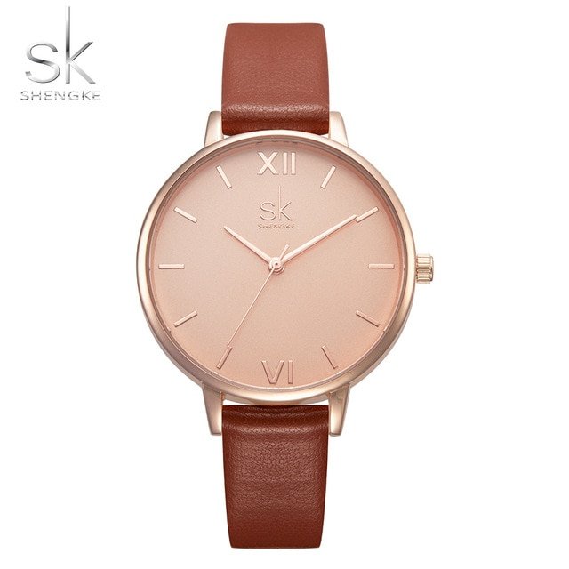 Shengke Top Brand Fashion Ladies Watches Leather Female Quartz Watch Women Thin Casual Strap Watch Reloj Mujer Marble Dial SK - Image 2