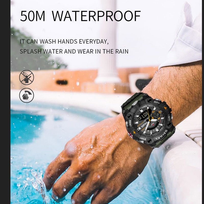 SMAEL 8040 Military Watches Men Sport Watch New 50M Waterproof Wristwatch Stopwatch Alarm LED Light Digital Watches 8040 Men's Sports Watch - Image 3