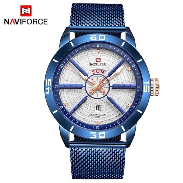 NAVIFORCE Mens Watches Top Brand Luxury Sport Watch Mesh Steel Date Week Waterproof Quartz Watch for Men Clock Relogio Masculino - Image 9