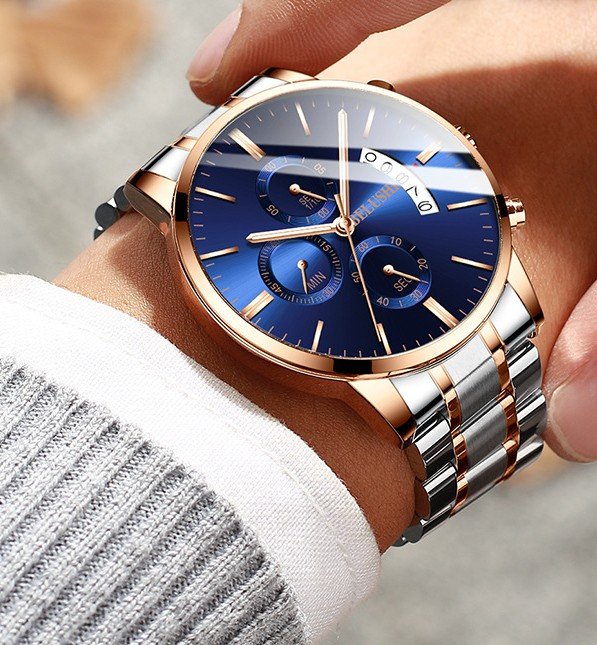 BELUSHI Fashion Men's Quartz Watch Chronograph Sport Men Watches Top Brand Luxury Full Steel Waterproof Clock Male Wristwatch - Image 2