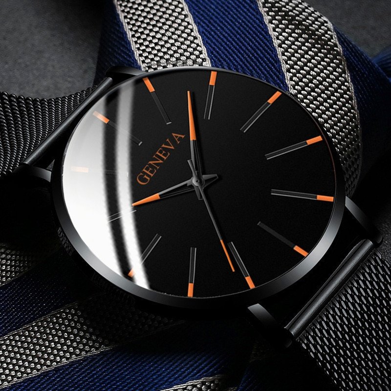 Minimalist Men's Fashion Ultra Thin Watches Simple Men Business Stainless Steel Mesh Belt Quartz Watch Relogio Masculino - Image 3