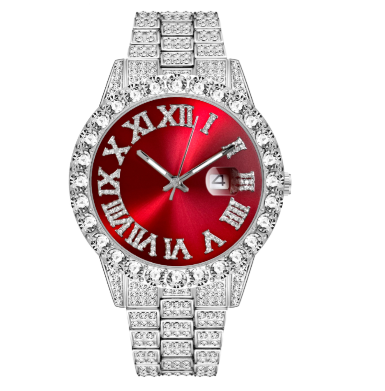 MISSFOX 2643Re Men's Watches Modern Diamond Waterproof Red Watch Men Top Brand Luxury 18k Gold Man Watch Analog Quartz Watch Men - Image 6