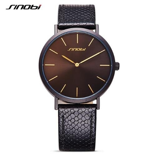 SINOBI Black Womens Wrist Watches Leather Watchband Quartz Clocks - Image 3