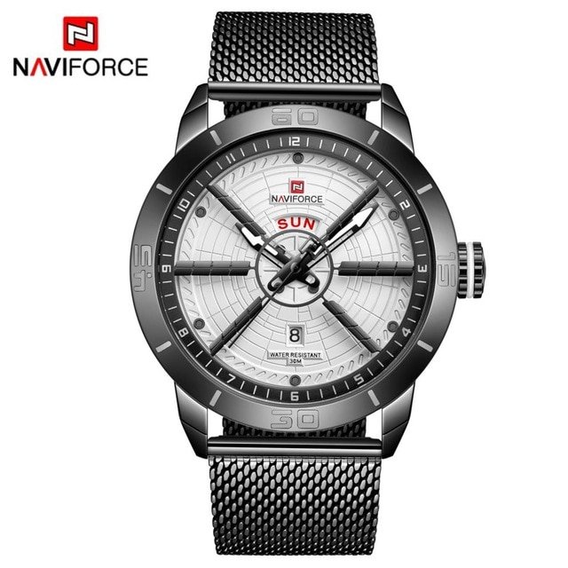 NAVIFORCE Mens Watches Top Brand Luxury Sport Watch Mesh Steel Date Week Waterproof Quartz Watch for Men Clock Relogio Masculino - Image 8