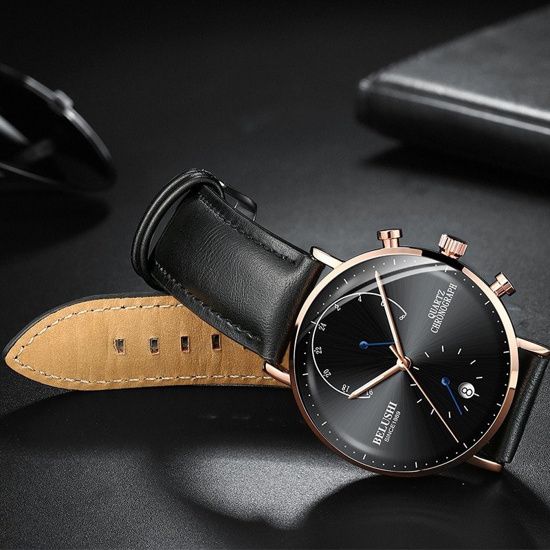 Quartz Watch Men Watches Modern Chronograph Men Watch Leather Strap Watches Man Imitation Luxury Belushi 537 Men'S Sports Watch - Image 6