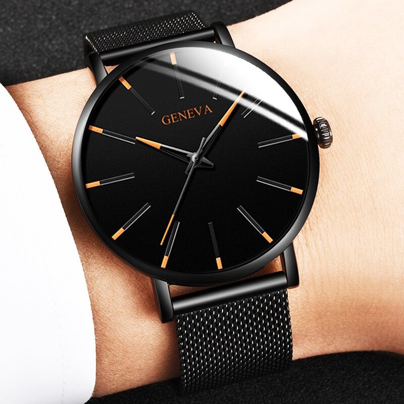 Minimalist Men's Fashion Ultra Thin Watches Simple Men Business Stainless Steel Mesh Belt Quartz Watch Relogio Masculino - Image 6